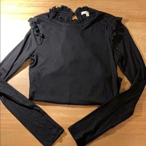 Black ruffled bodysuit